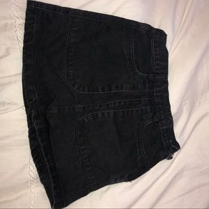 Side Zip Black Denim Skirt